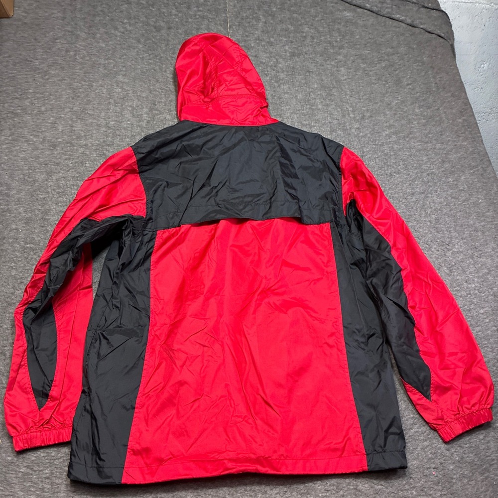 Columbia Packable Windbreaker Mens Large Red Black Vintage Hooded Rain Jacket - Picture 4 of 8